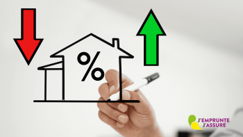 Comment réduire le coût de votre assurance emprunteur ? Un désin d'une maison avec deux fleche un orienté vers le bas et l'autre vers le haut